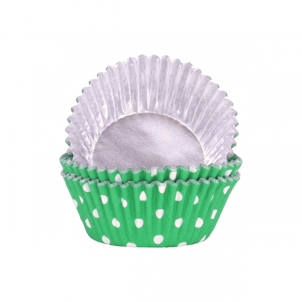 Cupcake Backförmchen - Grün mit weissen Punkten